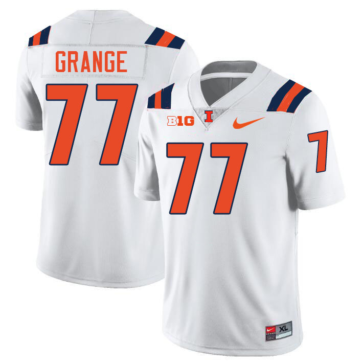 #77 Red Grange Illinois Fighting Illini Football Jersey,Uniforms-White